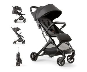 Poussette Canne Interbaby | Poussette Compacte de la Naissance à 48 Mois ou 22 kgs | Bouton de Pliage Rapide, Amortisseurs, Capote XXL Interchangeable | Poussette Minimum Plus Space Noir