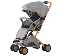 Poussette Canne - Légère et Compacte - Assis - couché - poussant et tirant - avec coussin en coton - moustiquaire -Gris