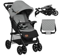 Poussette canne légère LIONELO Emma - Plage rapide - 6-36 mois - Sac inclus - Grand panier - Gris