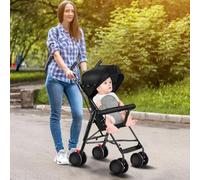 Poussette Canne Multipositions, Compacte et Légère, 0 à 4 ans (15kg max), poussette citadine, Noir