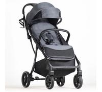 BEBE2LUXE Okto - Poussette canne ultra-compacte naissance-4 ans (0-22 kg), 6,9 kg, pliage d'une-main, position allongée, harnais 5 pts, canopy XXL (gris)