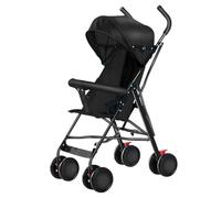 Poussette Canne pour Bébé 0 4 Ans, Pare Soleil 3 Positions, Cadre en Acier, Roues EVA Antidéflagrantes, avec Matelas et Moustiquaire, Charge Maximale 30 kg，Noir
