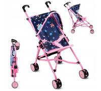 Poussette canne pour poupée légère et pliable, roues doubles, cadre alu, 46 cm max (KP0290I)