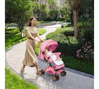 Poussette Canne,Poussette Bebe Légère et Compacte, Assis, couché, poussant et tirant, avec coussin en coton, moustiquaire,Evolution, Rose