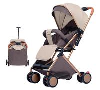Poussette canne, Poussette, Poussette inclinable, Poussette avec filet en coton, 4 roues, peut s'asseoir, landau à 4 roues, avec moustiquaire - 45 * 71 * 98cm - kaki