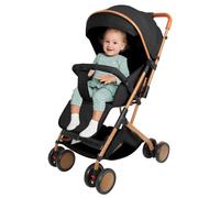 Poussette canne, Poussette, Poussette inclinable, Poussette avec filet en coton, 4 roues, peut s'asseoir, landau à 4 roues, avec moustiquaire - 45 * 71 * 98cm - noir