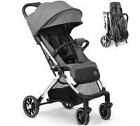 Nukido Poussette canne tout-terrain Paseo Pliable en 2s Roues 360° amortisseurs avec sac Gris foncé