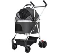 Poussette Chien 3 en 1 for Animaux De Compagnie avec Support Amovible, Poignée Rotative À 360°, Pliable for Chiens Et Chats De Petite Et Moyenne Taille.(Black)