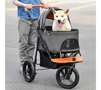 Poussette Chien 3 Roues Poussette pour Animaux de Compagnie pour Moyen Petit, Chariot de Promenade de Chien Portable avec Couverture Détachable, Poussiveau de Chien Jogger Pliable pour Voyager