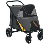 Poussette chien chariot pour chat 4 roues pliage en un clic laisse de sécurité