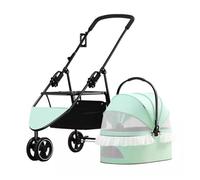 Poussette Chien Chariot Pour Chien Poussette Pliable Pour Chien 3 En 1, Avec Support Amovible, Panier De Rangement, 4 Roues Pour Chiens Et Chats De Petite Et Moyenne Taille Poussette Chat(Grün)