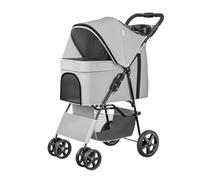 Poussette Chien Chariot Pour Chien Poussette Pliable Pour Chien Avec Roue Poussette Pour Chien Chat Pliable Avec Panier De Rangement Pour Petit Moyen Poussette Chat(Grey)