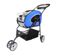 Poussette Chien Chariot Pour Chien Poussette Pour Chien 5 En 1 Avec Support Amovible, Sac À Dos Pour Chiots Et Chats Jusqu'à 17 Lb Poussette Chat(Blue)
