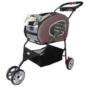 Poussette Chien Chariot Pour Chien Poussette Pour Chien 5 En 1 Avec Support Amovible, Sac À Dos Pour Chiots Et Chats Jusqu'à 17 Lb Poussette Chat(Bruin)