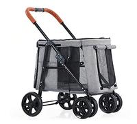 Poussette Chien Grande, Pet Voyage Poussette Chien Chat, Poussette Landau Jogger Poussette avec 4 Roues, Landau Poupon Poussette Chat et Chien, Panier de Floutoir Pliable(Light gray)