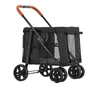 Poussette Chien Pet Voyage Poussettes Landau Jogger Poussettes, Poussette Chien Chat Grande avec 4 Roues, Landau Poupon Poussette Chat et Chien, Panier de Floutoir Pliable(Blacck)
