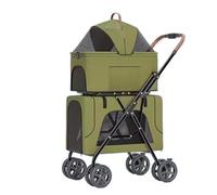 Poussette Chien Poussette Chat Poussette Double Pour Chien 4 En 1, Poussette Pliable Pour Chat Avec Support Amovible, Poche De Rangement Pour 2 Chiens Et Chats Poussette Pour Chien (Color : Grün, Si