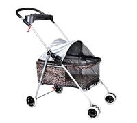 Poussette Chien Poussette Chat Poussette Pour Animaux De Compagnie Pour Chiens De Taille Moyenne Et Petite, 4 Roues Pliables Et Portables Pour Chiens Et Chats, Avec Porte-gobelets, Doublure Amovible P