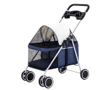 Poussette Chien Poussette Chat Transporteur De Voyage De Poussette De Chien De Chat D'animal De Compagnie Avec Des Porte-gobelets, Chariot De Promenade Pliant D'une Capacité De 22Lbs Poussette Pour Ch