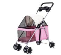Poussette Chien Poussette Chat Transporteur De Voyage De Poussette De Chien De Chat D'animal De Compagnie Avec Des Porte-gobelets, Chariot De Promenade Pliant D'une Capacité De 22Lbs Poussette Pour Ch