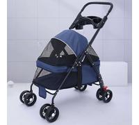Poussette Chien, Poussette Pliable Pour Chien Animaux de Compagnie, pour Chiens et Chats de Taille Moyenne et Petite, Jusqu'à 33 Lb(Blue)