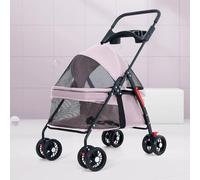 Poussette Chien, Poussette Pliable Pour Chien Animaux de Compagnie, pour Chiens et Chats de Taille Moyenne et Petite, Jusqu'à 33 Lb(Pink)