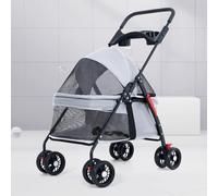 Poussette Chien, Poussette Pliable Pour Chien Animaux de Compagnie, pour Chiens et Chats de Taille Moyenne et Petite, Jusqu'à 33 Lb(Gray)