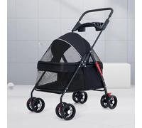 Poussette Chien, Poussette Pliable Pour Chien Animaux de Compagnie, pour Chiens et Chats de Taille Moyenne et Petite, Jusqu'à 33 Lb(Black)