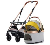 Poussette Chien, Sac De Transport for Chien, avec Roues Pivotantes À 360°, Poignée en Cuir, Grand Panier De Rangement, for Aller chez Le Super-marché
