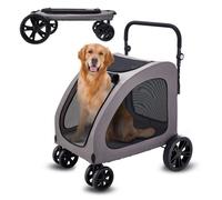 VEVOR Poussette pour Animaux de Compagnie Chien 4 Roues Capacité Charge 73 kg