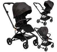 Poussette Citadine Ultra Compacte Momi Adelle - Noir/Rouge - Siège Pivotant 360° - Légère 7.5 Kg - Jusqu'à 22 Kg