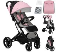 Poussette citadine ultra compacte MOMI Estelle Dakar - De 0 à 36 mois - Jusqu'à 22kg - Rose