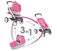Poussette Combi 3 en 1 Smoby Bébé Confort pour poupon jusqu'à 42 cm - Rose