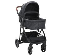 Poussette combinée 2 en 1 anthracite noir acier avec siège réglable, poussette facilement pliable, poussette de sport pour enfants dès la naissance, avec ceinture de sécurité à 5 points et espace de