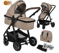 LIONELO Amber 2 in 1 poussette multifonctionnellle, landau, ensemble poussette avec siège sport et nacelle fixe, sac, moustiquaire, couvrir, feuille de pluie