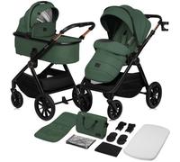 Poussette combinée 2en1 LIONELO Layla - Naissance jusqu'à 22kg - Pack poussette Duo, Nacelle, sac et accessoires - Vert