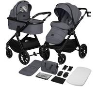 Poussette combinée 2en1 LIONELO Layla - Naissance jusqu'à 22kg - Pack poussette Duo, Nacelle, sac et accessoires - Gris