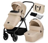 Poussette combinée 2en1 LIONELO Meril - Jusqu'à 22kg - Pack poussette, Nacelle, sac et accessoires - Beige