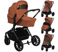 Poussette combinée 2en1 LIONELO Mika Plus - Naissance jusqu'à 22kg - Pack poussette Duo, Nacelle et accessoires - Terre cuite
