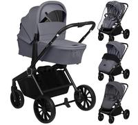 Poussette combinée 2en1 LIONELO Mika Plus - Naissance jusqu'à 22kg - Pack poussette Duo, Nacelle et accessoires - Gris