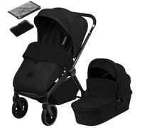 Poussette combinée 2en1 LIONELO Mika Plus - Naissance jusqu'à 22kg - Pack poussette Duo, Nacelle, sac et accessoires - Noir