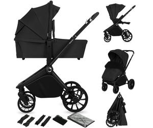Poussette combinée 2en1 LIONELO Mika Plus - Naissance jusqu'à 22kg - Pack poussette Duo, Nacelle, sac et accessoires - Noir