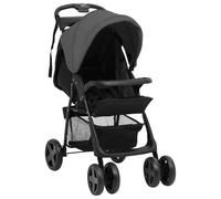 Poussette combinée 3 en 1 avec nacelle et cadre en acier - Poussette pour nouveau-né - Gris - Pliable avec panier de rangement