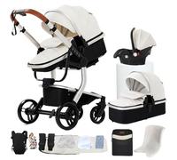 Poussette Combinée 3 en 1, Bidirectionnelle avec Nacelle, Réglable 105-180°, Pliage Facile, 4 Roues (X518-WHITE)