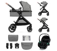 Poussette combinée 3-en-1 Kinderkraft ESME PRO, siège auto MINK PRO 2 i-Size inclus, roues TPE increvables, pliage compact, Gris