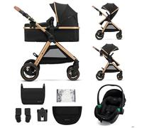 Poussette combinée 3-en-1 Kinderkraft ESME PRO, siège auto MINK PRO 2 i-Size inclus, roues TPE increvables, pliage compact, Noir