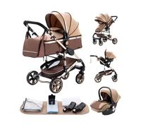 Poussette Combinée 3 en 1 Siège-Auto Nacelle Trio Réversible Réglable Haute Qualité Roues increvables. KAKI