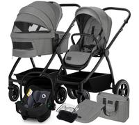 Poussette combinée 3en1 LIONELO Meril - Pack poussette, Nacelle, Siege auto, sac et accessoires - Gris