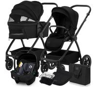 Poussette combinée 3en1 LIONELO Meril - Pack poussette, Nacelle, Siege auto, sac et accessoires - Noir