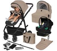 Poussette combinée 4en1 LIONELO Bianka -Jusqu'à 22Kg - Pack poussette, Nacelle, Siège auto, Base ISOFIX, sac et accessoires - Beige